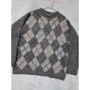 Vintage Le Collezioni Structure Sweater Mens Extra Large Argyle Wool Roll Neck